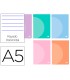 Libreta liderpapel 360 tapa de plastico a5 48 hojas 90g m2 horizontal con doble margen colores pastel