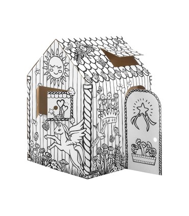 Casa de juego bankers box playhouse unicornio para pintar fabricada en carton reciclado 1210x960x810 mm