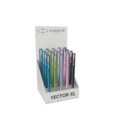 Pluma parker vector xl plumin f expositor de 20 unidades colores surtidos