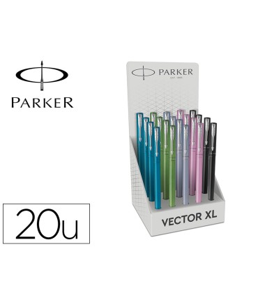 Pluma parker vector xl plumin f expositor de 20 unidades colores surtidos