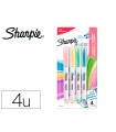 Rotulador sharpie permanente s-note punta biselada trazo 1,2 /3,87 mm blister 4 unidades colores surtidos