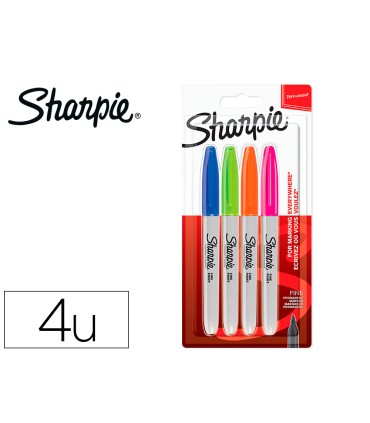 Rotulador sharpie permanente fino blister 4 unidades colores fantasia surtidos