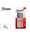 Rotulador sharpie permanente fino blister 4 unidades colores estandar surtidos