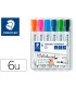 Rotulador staedtler lumocolor 351 para pizarra blanca punta redonda 2 mm recargable estuche 6 unidades colores