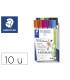 Rotulador staedtler lumocolor 351 para pizarra blanca punta redonda 2 mm recargable caja 10 unidades colores surtidos