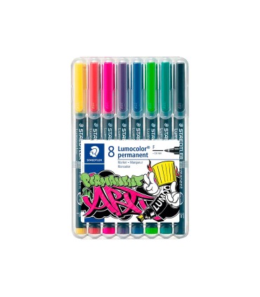 Rotulador staedtler lumocolor retroproyeccion punta de fibra 318 estuche de 8 unidades colores surtidos