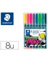 Rotulador staedtler lumocolor retroproyeccion punta de fibra 318 estuche de 8 unidades colores surtidos