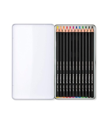 Lapices de colores staedtler super soft caja metal de 12 colores surtidos