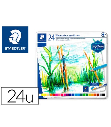 Lapices de colores staedtler acuarelables caja metal de 24 unidades colores surtidos