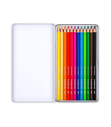 Lapices de colores staedtler acuarelables caja metal de 12 unidades colores surtidos