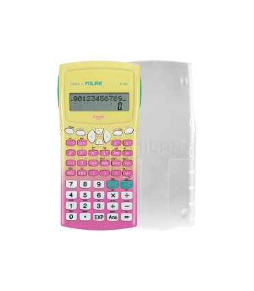 Calculadora milan cientifica m240 sunset tapa translucida 2 lineas 240 funciones 102 digitos color rosa amarillo