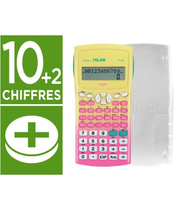 Calculadora milan cientifica m240 sunset tapa translucida 2 lineas 240 funciones 102 digitos color rosa amarillo