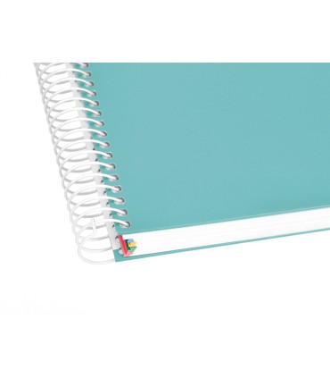 Cuaderno espiral liderpapel a5 micro antartik tapa forrada120h 90 gr liso 5 bandas 6 taladros color menta