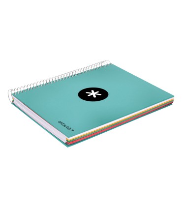 Cuaderno espiral liderpapel a5 micro antartik tapa forrada120h 90 gr liso 5 bandas 6 taladros color menta