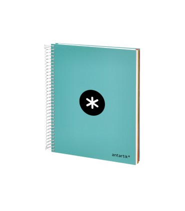 Cuaderno espiral liderpapel a5 micro antartik tapa forrada120h 90 gr liso 5 bandas 6 taladros color menta