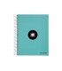 Cuaderno espiral liderpapel a5 micro antartik tapa forrada120h 90 gr liso 5 bandas 6 taladros color menta