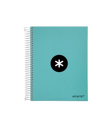 Cuaderno espiral liderpapel a5 micro antartik tapa forrada120h 90 gr liso 5 bandas 6 taladros color menta