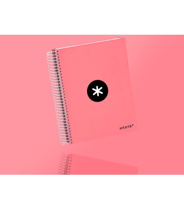 Cuaderno espiral liderpapel a5 micro antartik tapa forrada120h 90 gr liso 5 bandas 6 taladros color coral