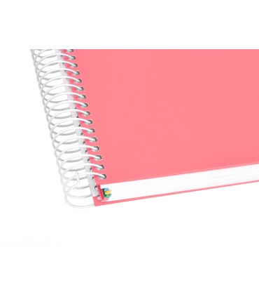 Cuaderno espiral liderpapel a5 micro antartik tapa forrada120h 90 gr liso 5 bandas 6 taladros color coral