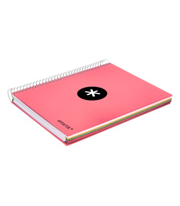 Cuaderno espiral liderpapel a5 micro antartik tapa forrada120h 90 gr liso 5 bandas 6 taladros color coral