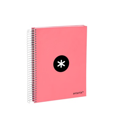 Cuaderno espiral liderpapel a5 micro antartik tapa forrada120h 90 gr liso 5 bandas 6 taladros color coral