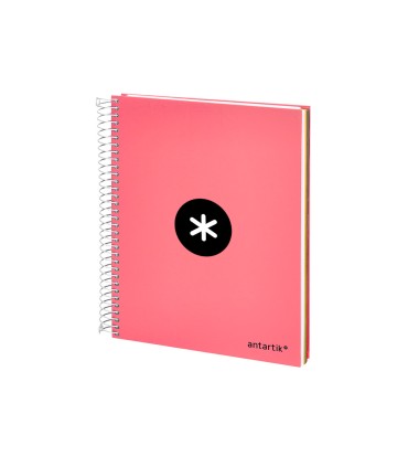 Cuaderno espiral liderpapel a5 micro antartik tapa forrada120h 90 gr liso 5 bandas 6 taladros color coral