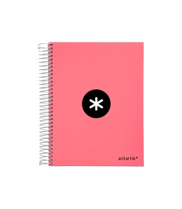 Cuaderno espiral liderpapel a5 micro antartik tapa forrada120h 90 gr liso 5 bandas 6 taladros color coral