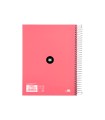 Cuaderno espiral liderpapel a5 micro antartik tapa forrada120h 90 gr liso 5 bandas 6 taladros color coral