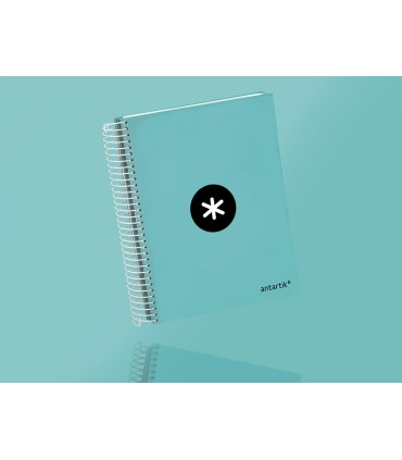 Cuaderno espiral liderpapel a5 micro antartik tapa forrada120h 100 gr horizontal 5 banda6 taladros color menta