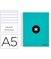 Cuaderno espiral liderpapel a5 micro antartik tapa forrada120h 100 gr horizontal 5 banda6 taladros color menta