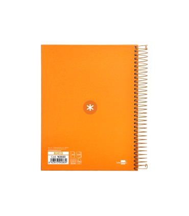 Cuaderno espiral liderpapel a5 micro antartik tapa forrada120h 90 gr cuadro 5mm 5 bandas6 taladros color mostaza