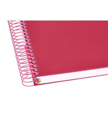 Cuaderno espiral liderpapel a5 micro antartik tapa forrada120h 90 gr cuadro 5mm 5 bandas6 taladros color frambuesa