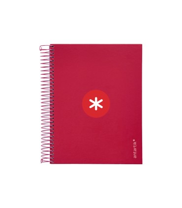 Cuaderno espiral liderpapel a5 micro antartik tapa forrada120h 90 gr cuadro 5mm 5 bandas6 taladros color frambuesa