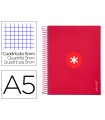 Cuaderno espiral liderpapel a5 micro antartik tapa forrada120h 90 gr cuadro 5mm 5 bandas6 taladros color frambuesa