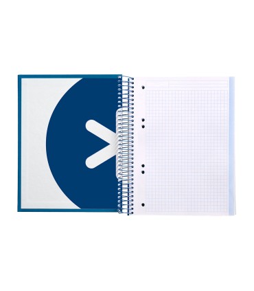 Cuaderno espiral liderpapel a5 micro antartik tapa forrada120h 90 gr cuadro 5mm 5 bandas6 taladros color azul oscuro