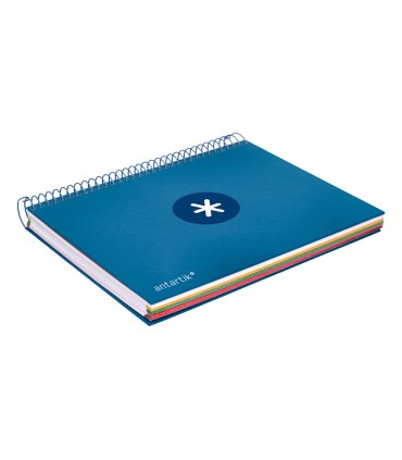 Cuaderno espiral liderpapel a5 micro antartik tapa forrada120h 90 gr cuadro 5mm 5 bandas6 taladros color azul oscuro