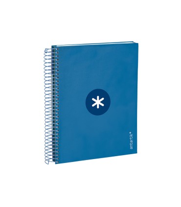 Cuaderno espiral liderpapel a5 micro antartik tapa forrada120h 90 gr cuadro 5mm 5 bandas6 taladros color azul oscuro