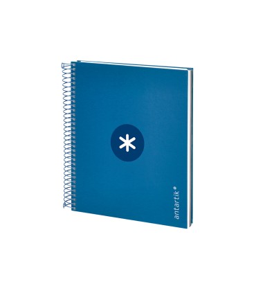 Cuaderno espiral liderpapel a5 micro antartik tapa forrada120h 90 gr cuadro 5mm 5 bandas6 taladros color azul oscuro