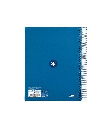 Cuaderno espiral liderpapel a5 micro antartik tapa forrada120h 90 gr cuadro 5mm 5 bandas6 taladros color azul oscuro