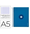 Cuaderno espiral liderpapel a5 micro antartik tapa forrada120h 90 gr cuadro 5mm 5 bandas6 taladros color azul oscuro