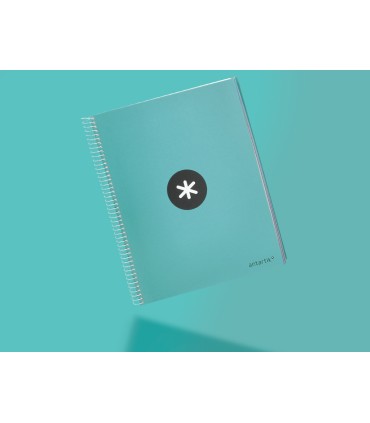 Cuaderno espiral liderpapel a4 micro antartik tapa forrada 120h 100 gr liso 5 bandas 4 taladros color menta