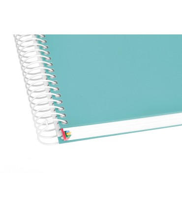 Cuaderno espiral liderpapel a4 micro antartik tapa forrada 120h 100 gr liso 5 bandas 4 taladros color menta