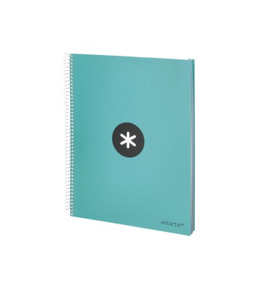 Cuaderno espiral liderpapel a4 micro antartik tapa forrada 120h 100 gr liso 5 bandas 4 taladros color menta