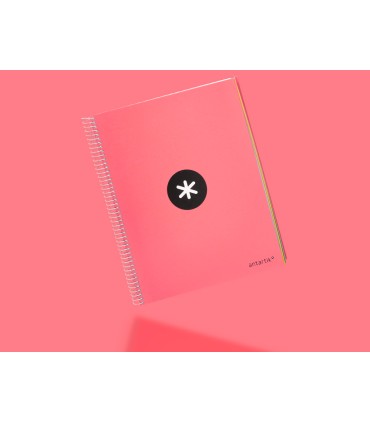 Cuaderno espiral liderpapel a4 micro antartik tapa forrada 120h 100 gr liso 5 bandas 4 taladros color coral