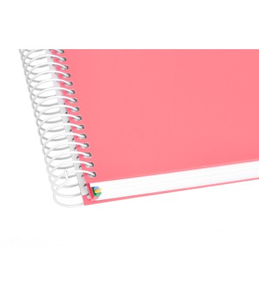 Cuaderno espiral liderpapel a4 micro antartik tapa forrada 120h 100 gr liso 5 bandas 4 taladros color coral