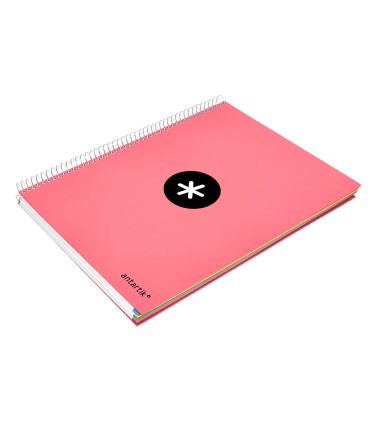 Cuaderno espiral liderpapel a4 micro antartik tapa forrada 120h 100 gr liso 5 bandas 4 taladros color coral