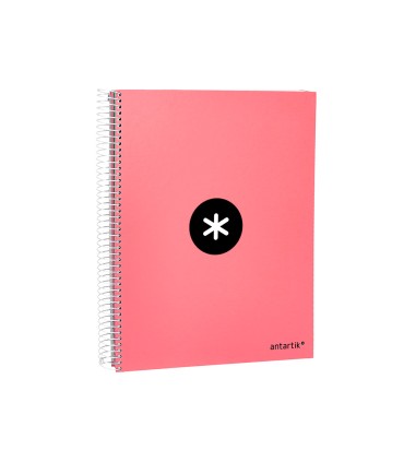 Cuaderno espiral liderpapel a4 micro antartik tapa forrada 120h 100 gr liso 5 bandas 4 taladros color coral