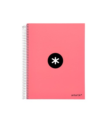 Cuaderno espiral liderpapel a4 micro antartik tapa forrada 120h 100 gr liso 5 bandas 4 taladros color coral