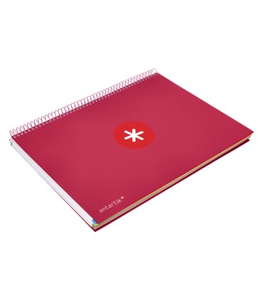 Cuaderno espiral liderpapel a4 micro antartik tapa forrada120h 100 gr horizontal 5 banda4 taladros color frambuesa