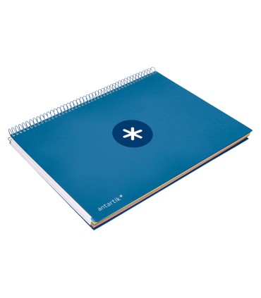 Cuaderno espiral liderpapel a4 micro antartik tapa forrada120h 100 gr horizontal 5 banda4 taladros color azul oscuro